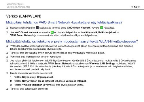 Sony VPCSE1L1E - VPCSE1L1E Istruzioni per l'uso Finlandese