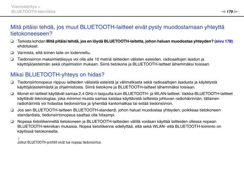 Sony VPCSE1L1E - VPCSE1L1E Istruzioni per l'uso Finlandese