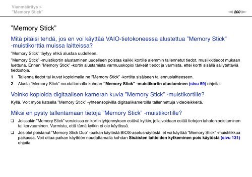 Sony VPCSE1L1E - VPCSE1L1E Istruzioni per l'uso Finlandese