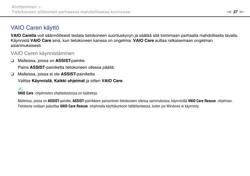 Sony VPCSE1L1E - VPCSE1L1E Istruzioni per l'uso Finlandese