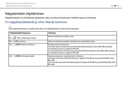 Sony VPCSE1L1E - VPCSE1L1E Istruzioni per l'uso Finlandese