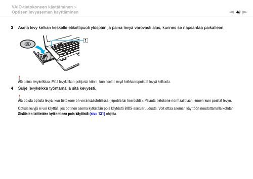 Sony VPCSE1L1E - VPCSE1L1E Istruzioni per l'uso Finlandese