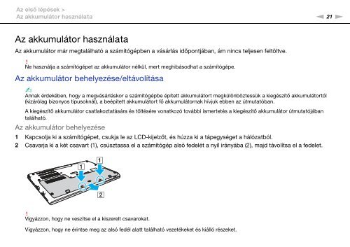 Sony VPCSE1L1E - VPCSE1L1E Istruzioni per l'uso Ungherese