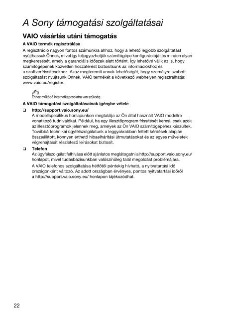 Sony VPCEH2Q1E - VPCEH2Q1E Documenti garanzia Ungherese
