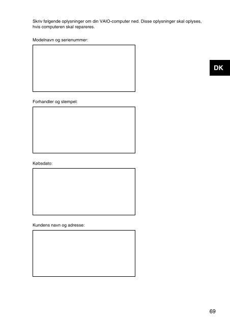 Sony VPCEH2Q1E - VPCEH2Q1E Documenti garanzia Norvegese