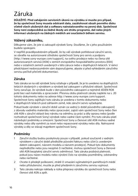 Sony SVT1312M1R - SVT1312M1R Documenti garanzia Ceco