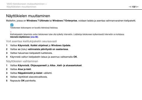 Sony VPCSB1B7E - VPCSB1B7E Istruzioni per l'uso Finlandese