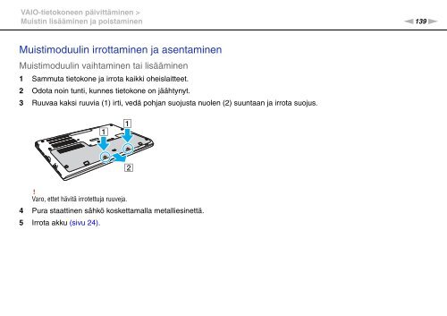 Sony VPCSB1B7E - VPCSB1B7E Istruzioni per l'uso Finlandese