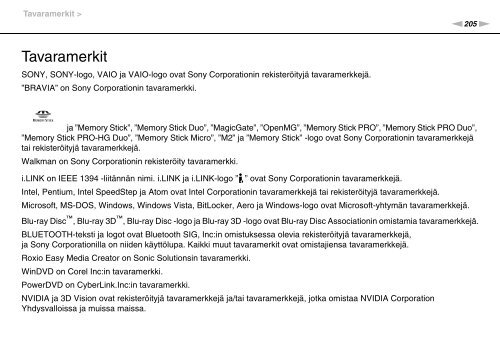 Sony VPCSB1B7E - VPCSB1B7E Istruzioni per l'uso Finlandese