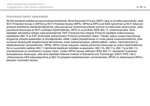 Sony VPCSB1B7E - VPCSB1B7E Istruzioni per l'uso Finlandese