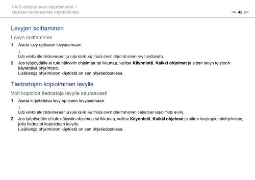 Sony VGN-NW21MF - VGN-NW21MF Istruzioni per l'uso Finlandese