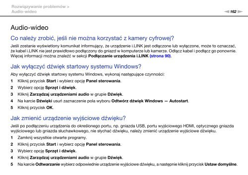 Sony VPCF24P1E - VPCF24P1E Istruzioni per l'uso Polacco