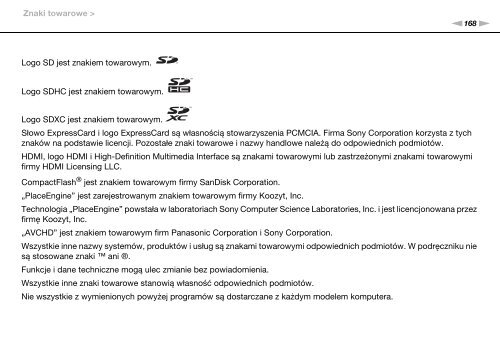 Sony VPCF24P1E - VPCF24P1E Istruzioni per l'uso Polacco