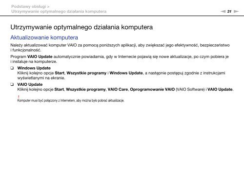 Sony VPCF24P1E - VPCF24P1E Istruzioni per l'uso Polacco