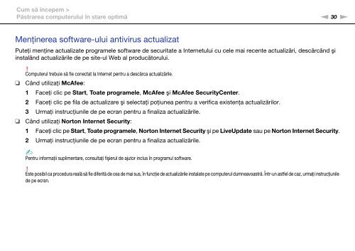 Sony VPCF13M8E - VPCF13M8E Istruzioni per l'uso Rumeno