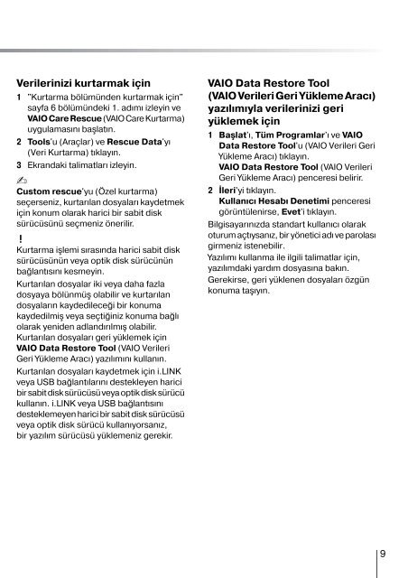 Sony VPCEB3E1R - VPCEB3E1R Guida alla risoluzione dei problemi Turco