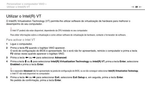 Sony VPCF13M8E - VPCF13M8E Istruzioni per l'uso Portoghese