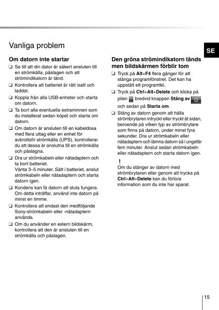 Sony VPCEB3E1R - VPCEB3E1R Guida alla risoluzione dei problemi Danese