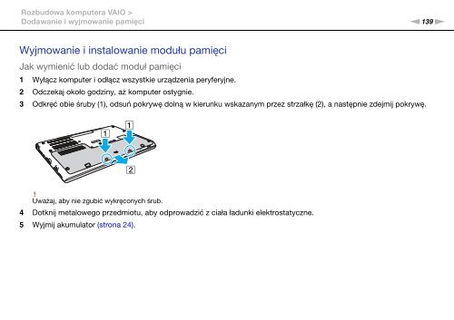 Sony VPCSB4N9E - VPCSB4N9E Istruzioni per l'uso Polacco