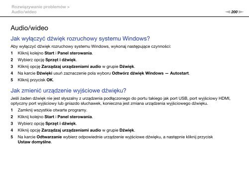 Sony VPCSB4N9E - VPCSB4N9E Istruzioni per l'uso Polacco