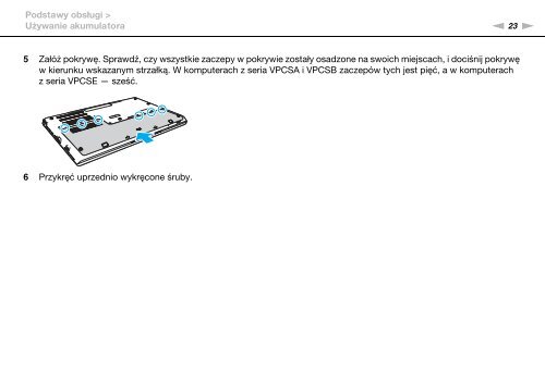 Sony VPCSB4N9E - VPCSB4N9E Istruzioni per l'uso Polacco