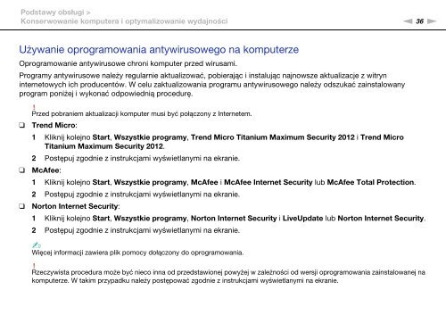 Sony VPCSB4N9E - VPCSB4N9E Istruzioni per l'uso Polacco