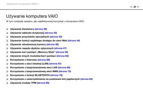 Sony VPCSB4N9E - VPCSB4N9E Istruzioni per l'uso Polacco