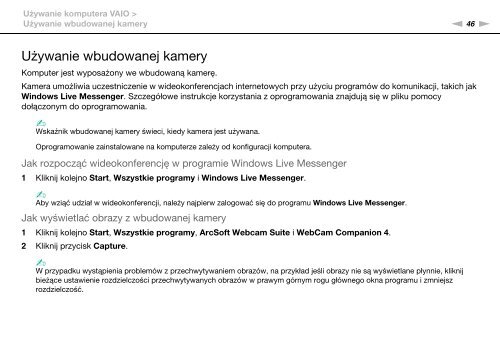 Sony VPCSB4N9E - VPCSB4N9E Istruzioni per l'uso Polacco