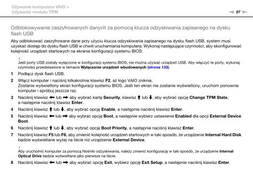 Sony VPCSB4N9E - VPCSB4N9E Istruzioni per l'uso Polacco