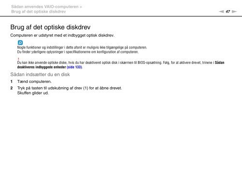 Sony VPCSB4N9E - VPCSB4N9E Istruzioni per l'uso Danese