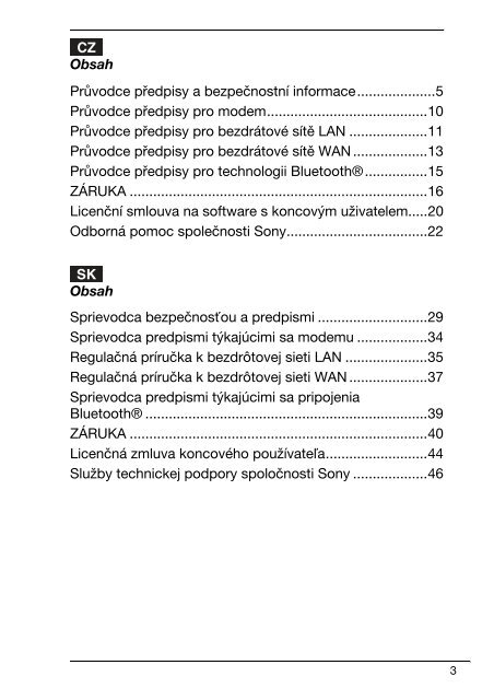 Sony VGN-P29VN - VGN-P29VN Documenti garanzia Slovacco