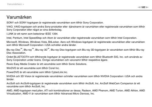 Sony VPCF24A4E - VPCF24A4E Istruzioni per l'uso Svedese