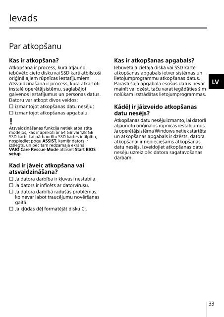Sony SVE1713D4E - SVE1713D4E Guida alla risoluzione dei problemi Estone