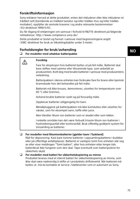 Sony SVE1713D4E - SVE1713D4E Documenti garanzia Finlandese