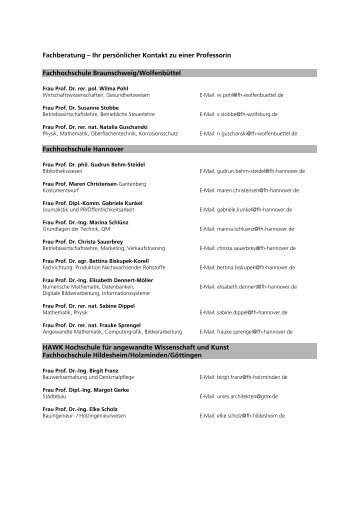 Fachberatung – Ihr persönlicher Kontakt zu einer ... - PROfessur