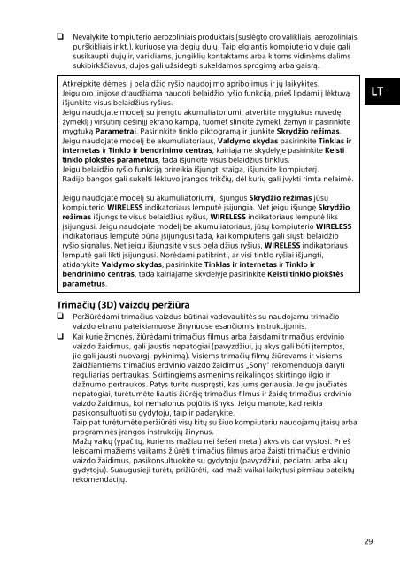 Sony SVE14A3V1R - SVE14A3V1R Documenti garanzia Lituano