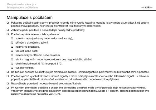 Sony VGN-SR51RF - VGN-SR51RF Istruzioni per l'uso Ceco