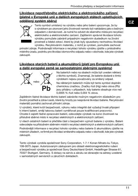 Sony VPCEA3D4E - VPCEA3D4E Documenti garanzia Slovacco