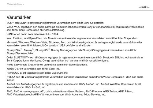 Sony VPCZ23A4R - VPCZ23A4R Istruzioni per l'uso Svedese