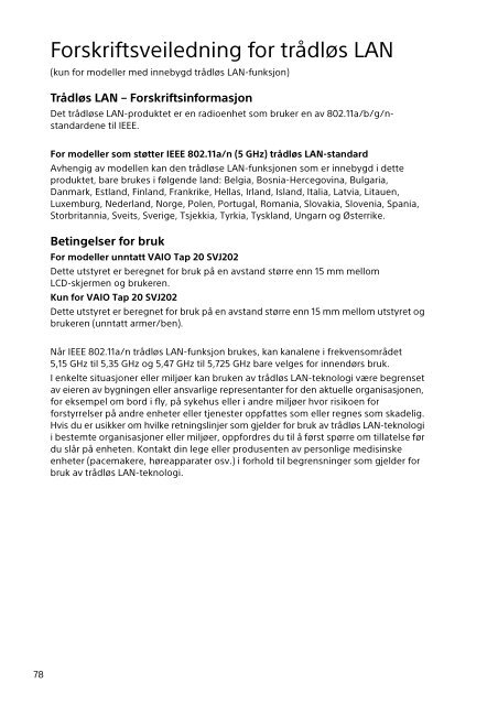 Sony SVE1511M1E - SVE1511M1E Documenti garanzia Polacco