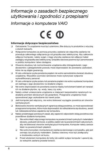 Sony VPCSA2Z9E - VPCSA2Z9E Documenti garanzia Polacco