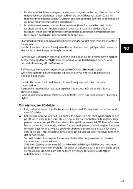 Sony SVP1322Q4R - SVP1322Q4R Documenti garanzia Svedese