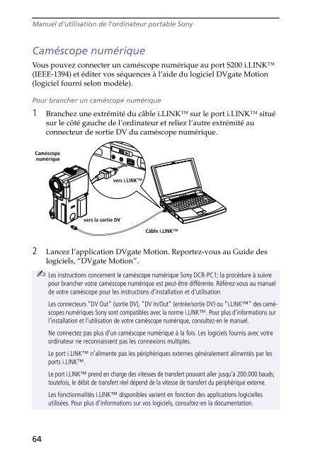 Sony PCG-F250 - PCG-F250 Istruzioni per l'uso Francese