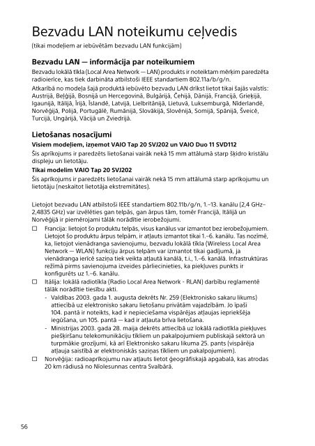 Sony SVS15112C5 - SVS15112C5 Documenti garanzia Lituano