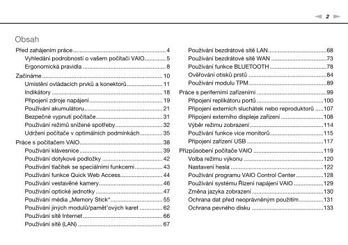 Sony VPCSE1X1R - VPCSE1X1R Istruzioni per l'uso Ceco