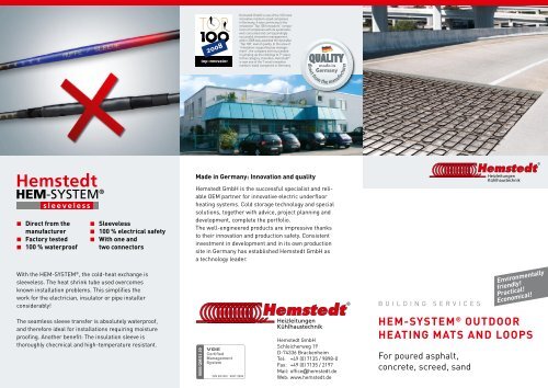 Flyer Hem System Outdoor Heating Mats And Loops Hemstedt