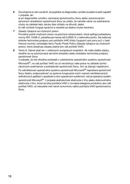 Sony VPCSE1X1R - VPCSE1X1R Documenti garanzia Slovacco