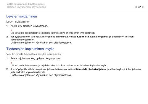 Sony VPCS13S8R - VPCS13S8R Istruzioni per l'uso Finlandese