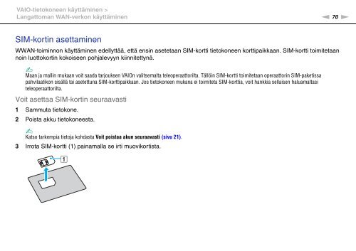 Sony VPCS13S8R - VPCS13S8R Istruzioni per l'uso Finlandese