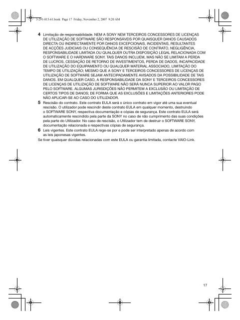 Sony VGC-LM2ER - VGC-LM2ER Documenti garanzia Portoghese